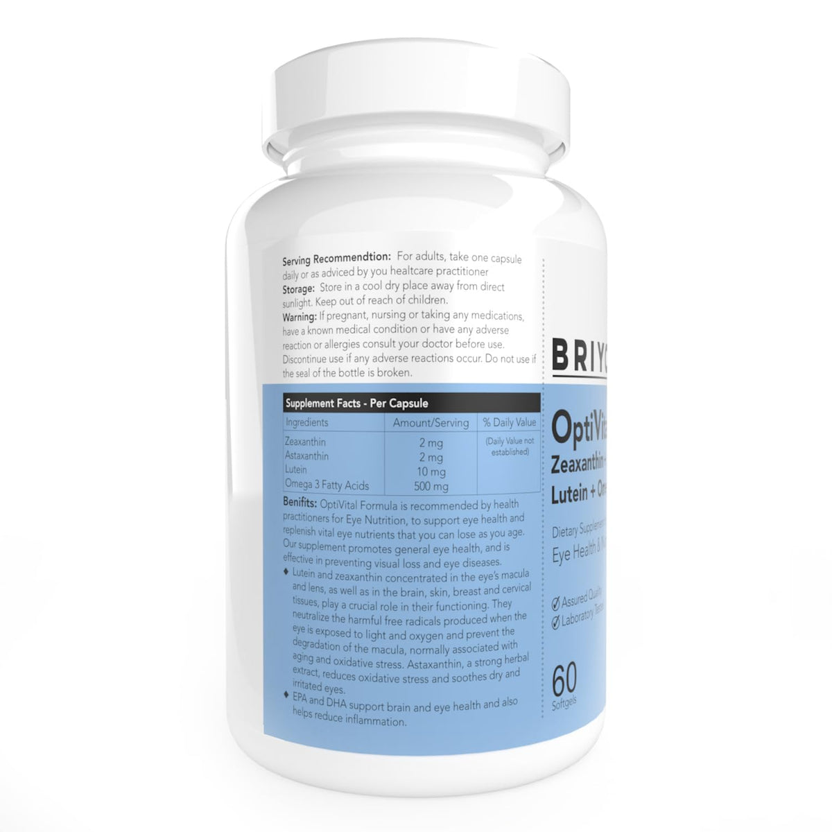Supplement bottle with label on a white background