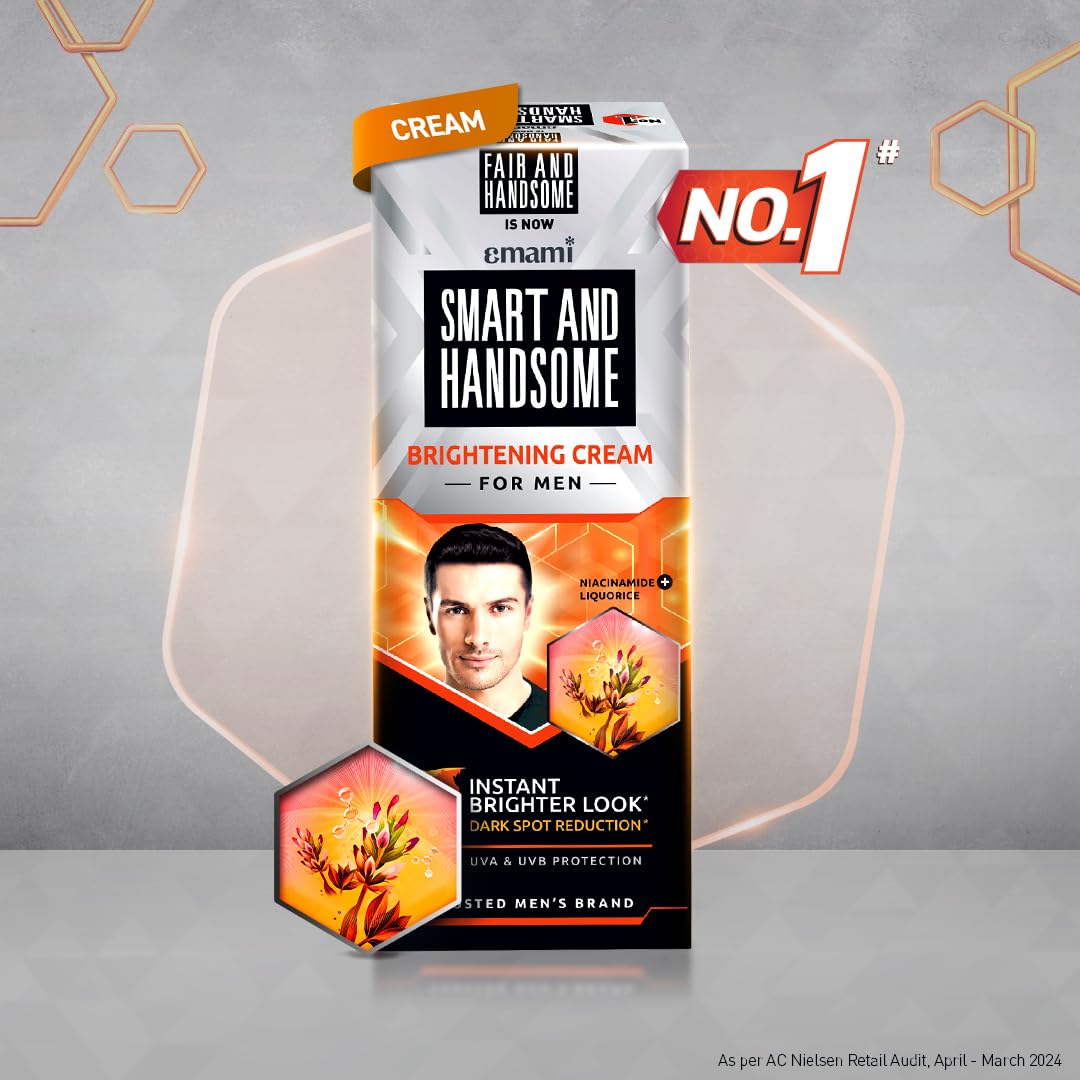 Fair and Handsome Smart And Handsome Long Lasting Radiance Cream | 2X Spot Reduction | 7 Hrs Brighter Look | Pro-Peptide | Face Cream for Men | 60g