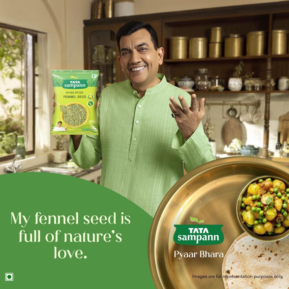 Tata Sampann Fennel Seed (Saunf), Whole Spices, Natural Oils*, Rich Aroma, 200g