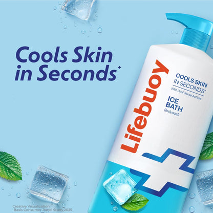 LIFEBUOY Ice Bath Bodywash, 750ml, for Instant Heat Relief, with Menthol and Cool Sense Actives, Skin Cooling in Seconds, Refreshing Fragrance, for Men and Women