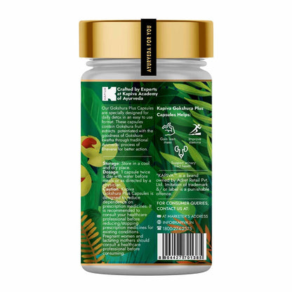 Kapiva Gokshura Capsules | Natural Source for Energy, Performance, Stamina & Muscle Growth | Men's Wellness | Tribulus | 60 Caps, 500mg each