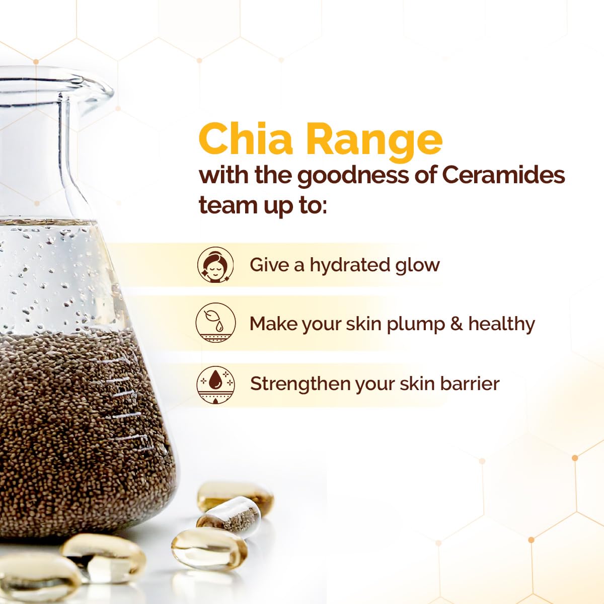 Mamaearth Chia Oil-Free Sunscreen with Chia Seed & Ceramides for Hydrated Glow & Sun Protection - 50g | SPF50 PA++++ | Oil-Free Formula for Normal to Oily Skin | UVA/B Protection | Tan Protection | No White Cast | InVivo Tested | Healthy Skin Barrier