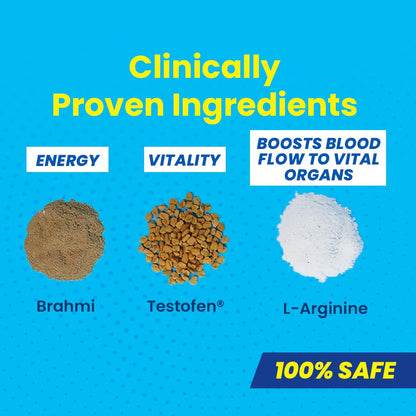 Fast&Up Man Extend | Testofen® Fenugreek Extract |Nitric Oxide Booster + Energizing Blend | Shatavari | Brahmi| Helps Improve Vitality & Stamina | Pack of 20 Effervescent (Cola Flavour)