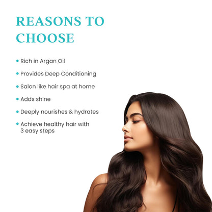 O3+ Oil De Moroccan Hair Spa Kit With Argan Oil Hair Mask For All Hair Type | 40gm+23ml
