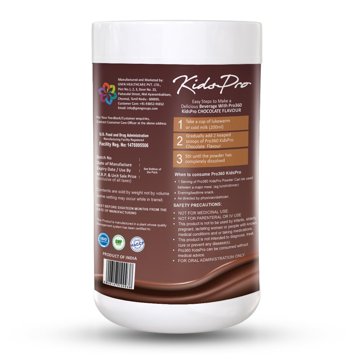 Pro360 Kidspro Protein Powder Child Nutrition & Health Supplement for Growing Children, Improves Growth and Active Strong Kids – 200g (Chocolate Flavor)