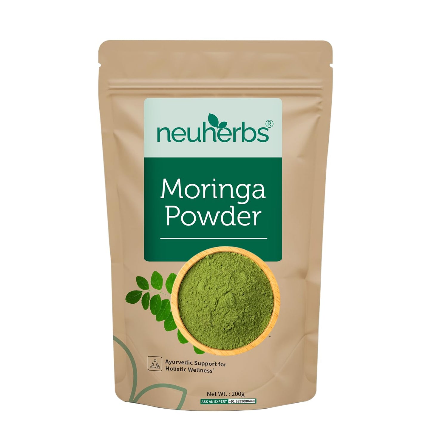 Neuherbs Moringa Leaf Powder - 200g | Drumstick Leaves Powder To Boost Energy & Immunity | Support Digestion & Weight Loss | Rich in Vitamin A, C, Iron & Fiber | 100% Pure & Natural