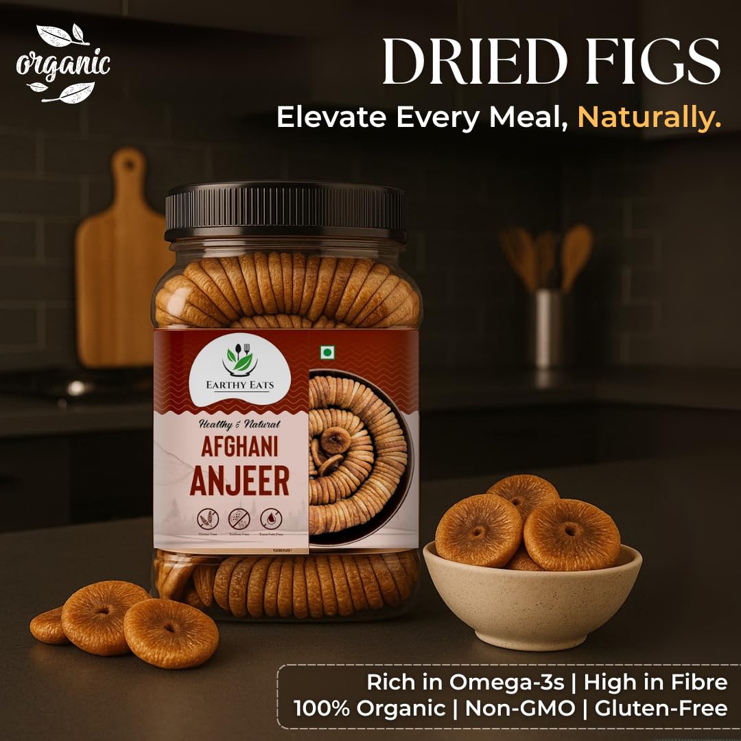 Earthy Eats Premium Afghani Anjeer | Soft Juicy Dried Figs Dry Fruit | No Added Sugar, Rich Source Of Fiber Pack Of 1 | Perfect for Gifting (1000 G)