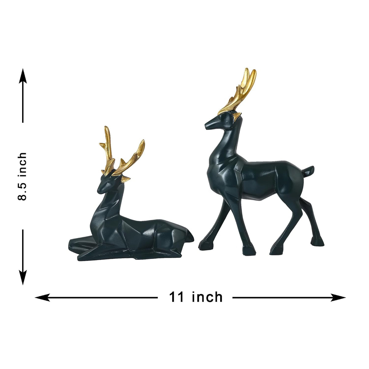Resin Cute Deer Showpiece - Artifacts for Home Decor Living Room, Decorative Items for Tv Unit, Center Table (Black-7'')