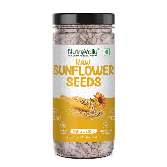NutroVally Raw Sunflower Seeds 200g | Rich in Healthy Fats, Plant-Based Protein, Fiber & Vitamin E | Supports Satiety, Digestion, Energy | Gluten-Free, Vegan Seeds for Snacking, Salads & Recipes