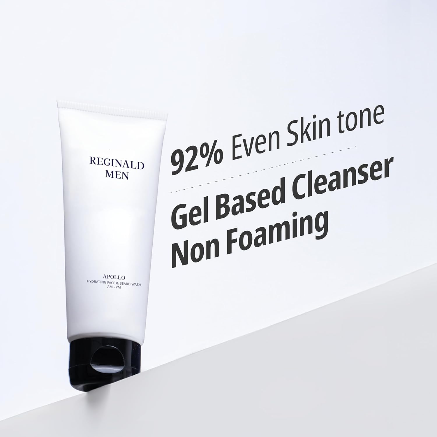Gel-based cleanser tube with text on a white background
