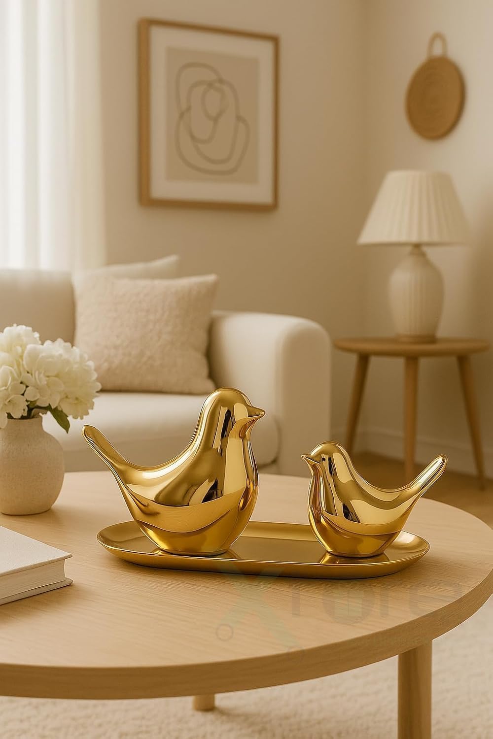 Cute Decorative Bird Showpiece for Home Decor, Gold Bird Figurine Tabletop Statue for Living Room, TV Unit, Office Desk, Bedroom, Shelf Display, Table Centerpiece & Housewarming Gift