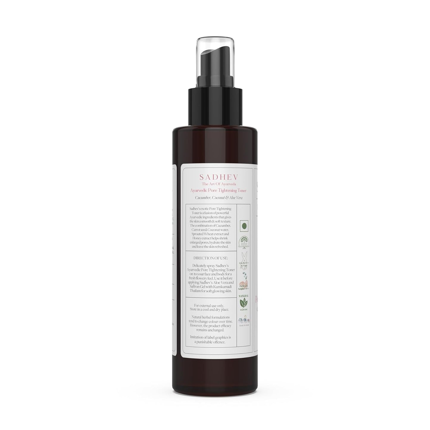 Sadhev Ayurvedic Pore Tightening Toner For Smooth, Soft Texture Skin With Cucumber, Cococut and Aloe Vera