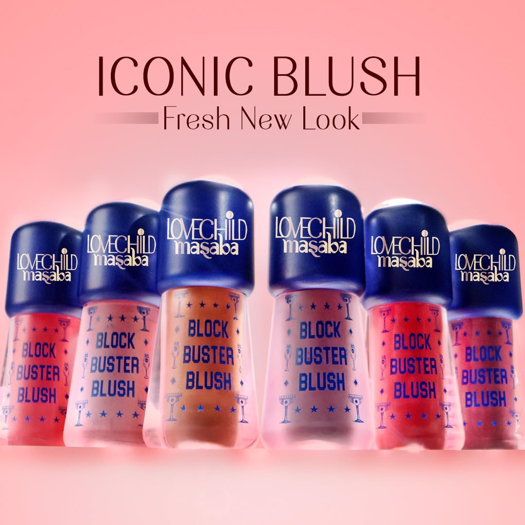 LoveChild Masaba Block Buster Blush Creme - Natural Dewy Matte Finish, Buildable & Long-Lasting Formula, Blendable, Shocking Sharbat (Deep Pink) 5.5ml