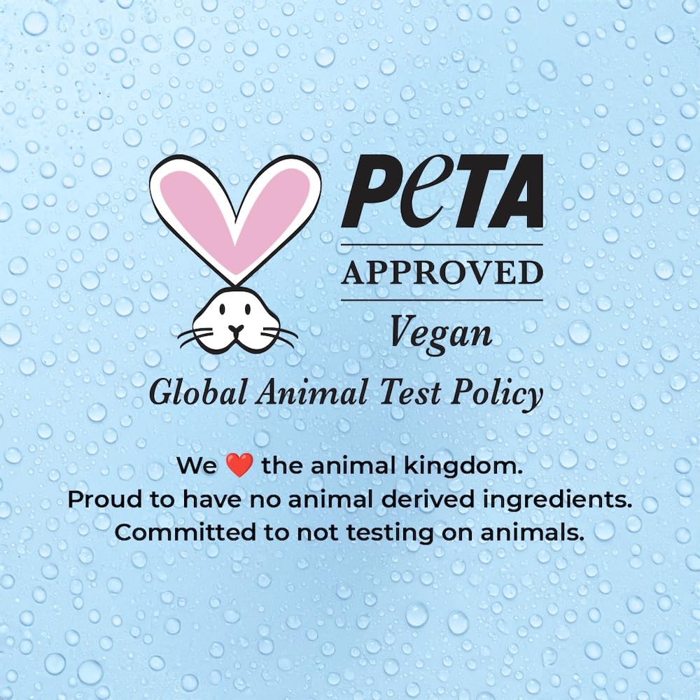 PETA logo with text about vegan and animal testing on a light blue background