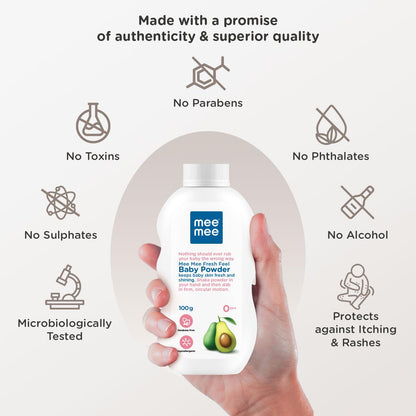 Mee Mee Fresh Feel Baby Powder, 100 G, White (MM-1280 100G)