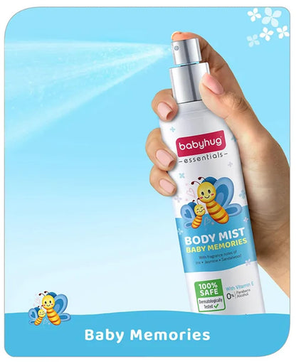Babyhug Baby Memories Body Mist - 150ml | Hydrate on-the-go with super-light, fast-absorbing Vitamin E | IFRI Certififed Allergen Free Fragrance