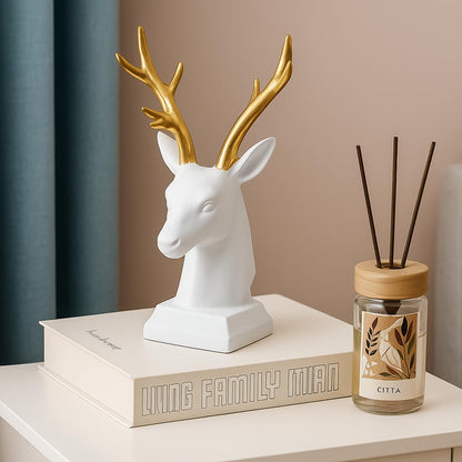 Ceramic White Deer Statue for Home Decor - Aesthetic Showpiece - Decorative Sculpture for Home Decor & Office Decor - 16x8x8 CM