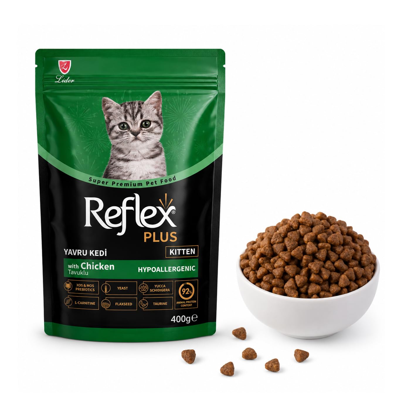 Reflex Plus Kitten Dry Cat Food, Complete & Balanced Nutrition for Kittens, Supports Healthy Growth & Immunity (400g)