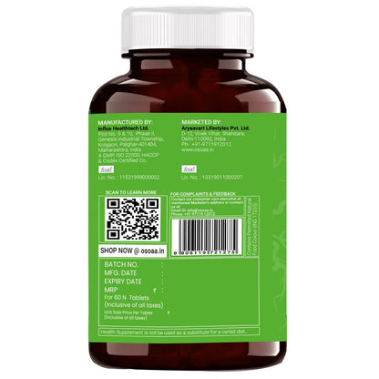 Bottle label with green background and white text on a white background