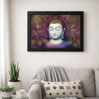 Positive Aura Buddha Art Framed Painting | Ready to Hang (Wood, 12inch x 18 inch)