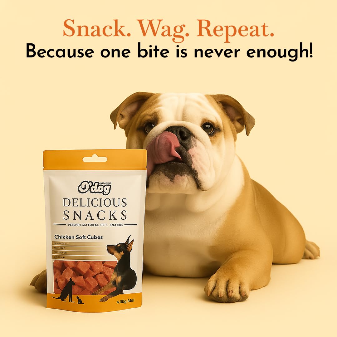 PETS EMPIRE O'Dog Chicken Soft Cubes, Healthy Dog Treats, Chewy Dogs Bites for Training and Feeding, Made with Real Chicken, Non-Vegetarian Pup Snacks for Dogs, Puppies - 420g