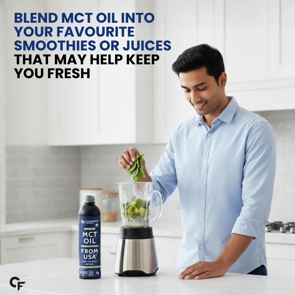 Carbamide Forte Pure MCT Oil C8 From USA | 100% Coconut Source | MCT Oil Keto & Paleo Friendly | Vegetarian – 500ml