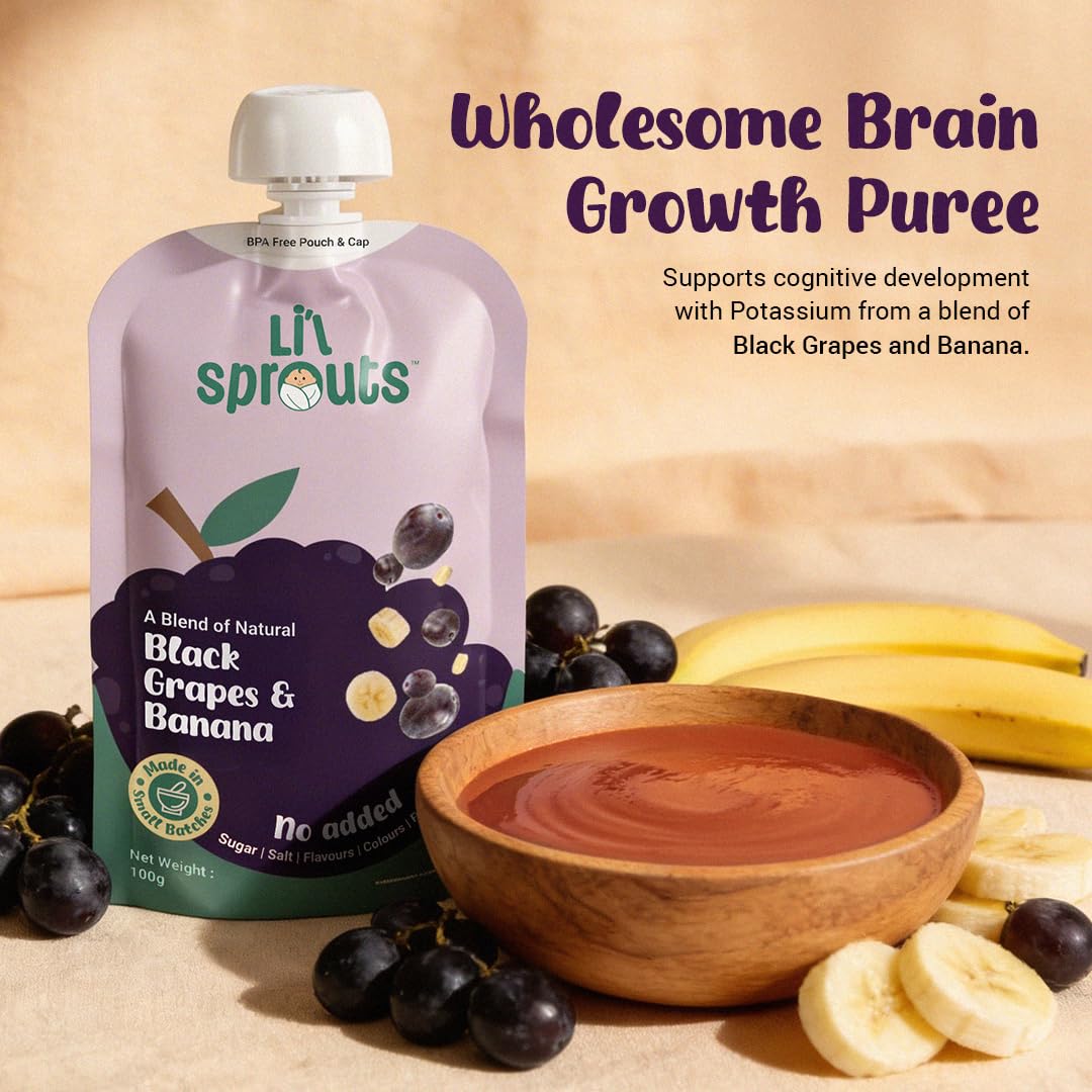 Li'l Sprouts FruGies Veggie Lover Combo Pack | Baby Food Puree | 4 Flavours | 6 Months+| Ready-to-Eat | Infant Travel Food | Pack of 4, 100g each | All Natural, No Salt, No Sugar and No Preservatives | Packed with Nutrients