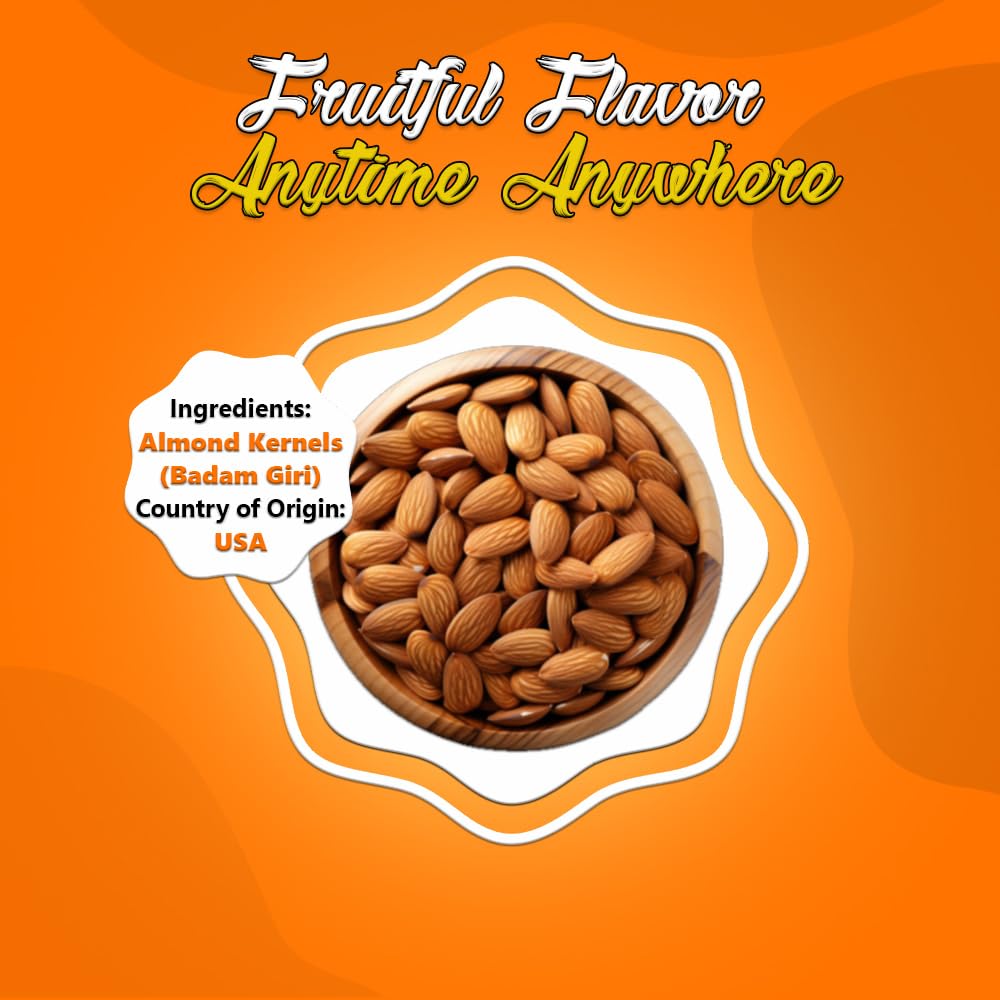 Yum Yum California Almonds/Badam Whole, 1Kg, Real Nuts, High in Fiber, Badam Giri, Rich in Protein, Magnesium, Phosphorus and Dietary Fibre, Dry Fruits