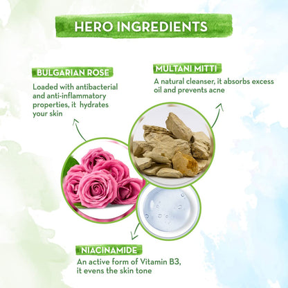Mamaearth Multani Mitti Face Wash with Multani Mitti & Bulgarian Rose For Oil Control & Acne - 50 ml