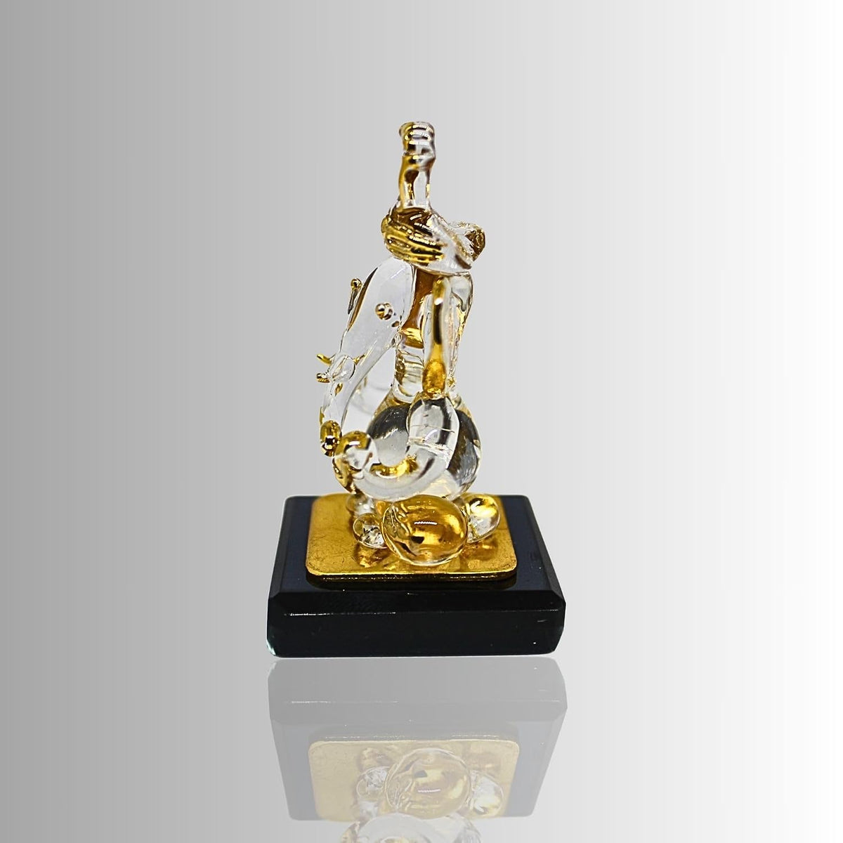 Ganesh Idol for Car Dashboard - Gold Plated Crystal Glass Ganesha Murti, 2.5 Inch | Vinayaka Statue for Home Temple, Office Desk & Pooja Room | Diwali & Housewarming Gift (Design 3)