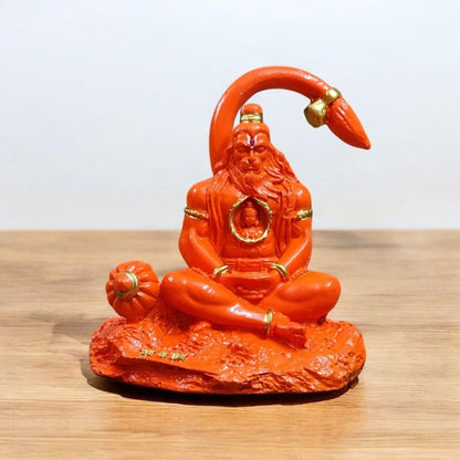 Resin Lord Hanuman Idol for Home Decor – Meditating Hanuman Ji Murti with Lord Ram Inside Chest | 10×8×5 cm Decorative Figurine for Temple, Office Desk & Car Dashboard (Regular Quality)