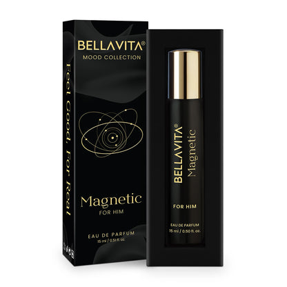 BELLAVITA Mood Collection Magnetic EDP for Him with Grapefruit, Jasmine and Vanilla |Premium, Long Lasting Fragrance Perfume for Men, 15ml