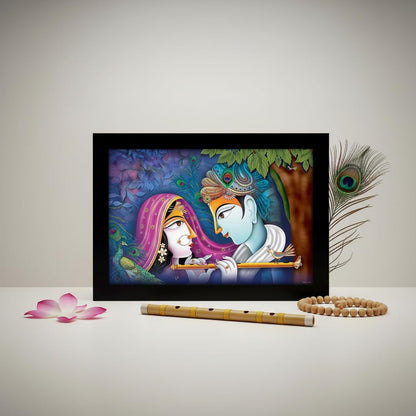 Krishna Radha Art Framed painting | Ready to hang | Absolute Best in Class - (Wood, 12inch x 18 inch)