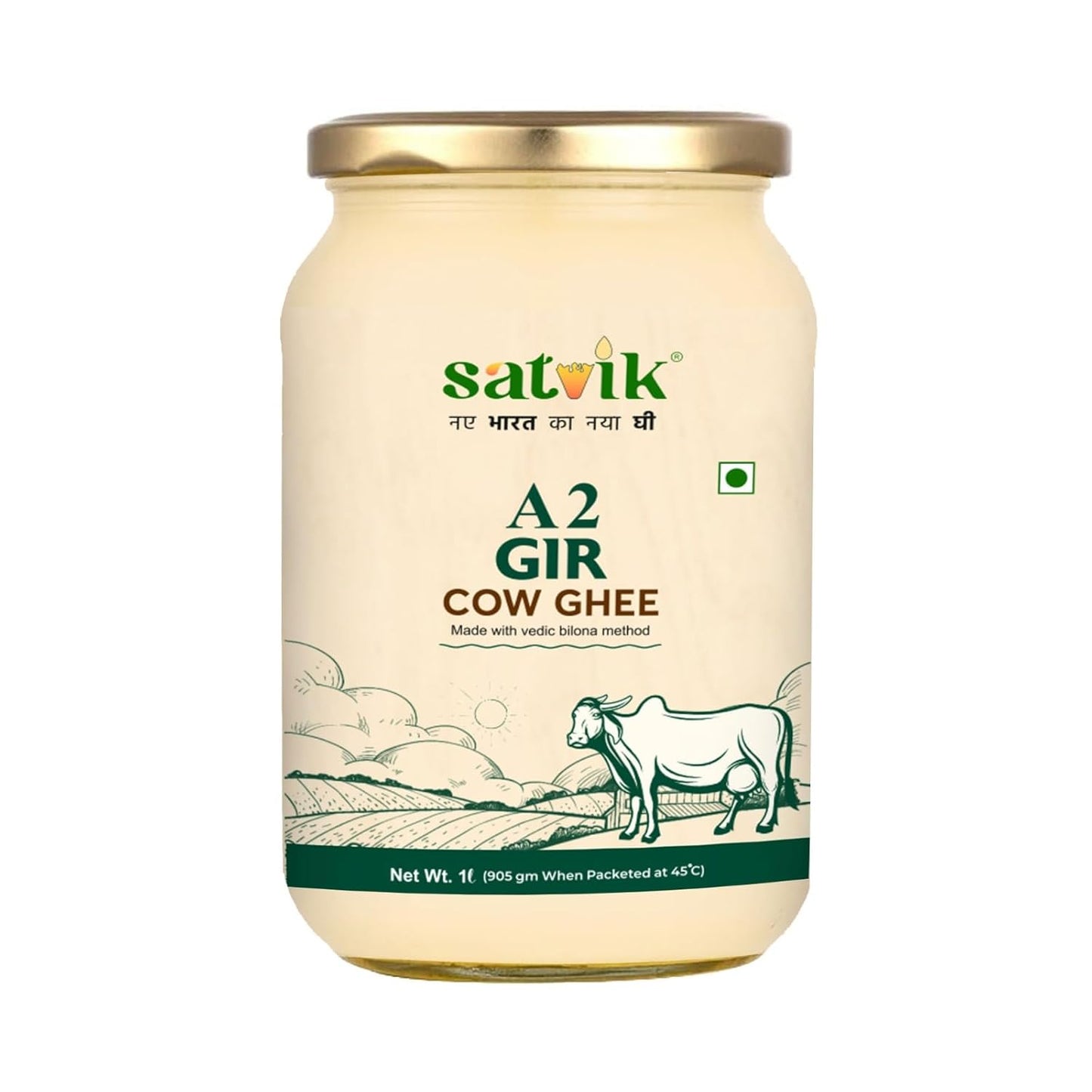 SATVIK PURE GHEE A2 Gir Cow Ghee 1 Litre Churned From Vedic Bilona Method Bilona Ghee A2 Cow Desi Ghee 1 Litre,1.49 Kilograms