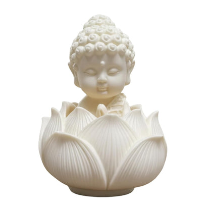 eCraftIndia White Lotus Baby Buddha Statue Showpiece for Home Decor | Living Room, Bedroom, Office & Car Dashboard
