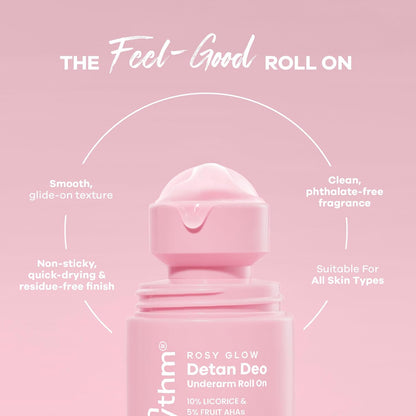 Earth Rhythm 5% AHA Detan Underarm Rollon Reduces Pigmentation Citrus Fresh No Aluminium - Detan Deo