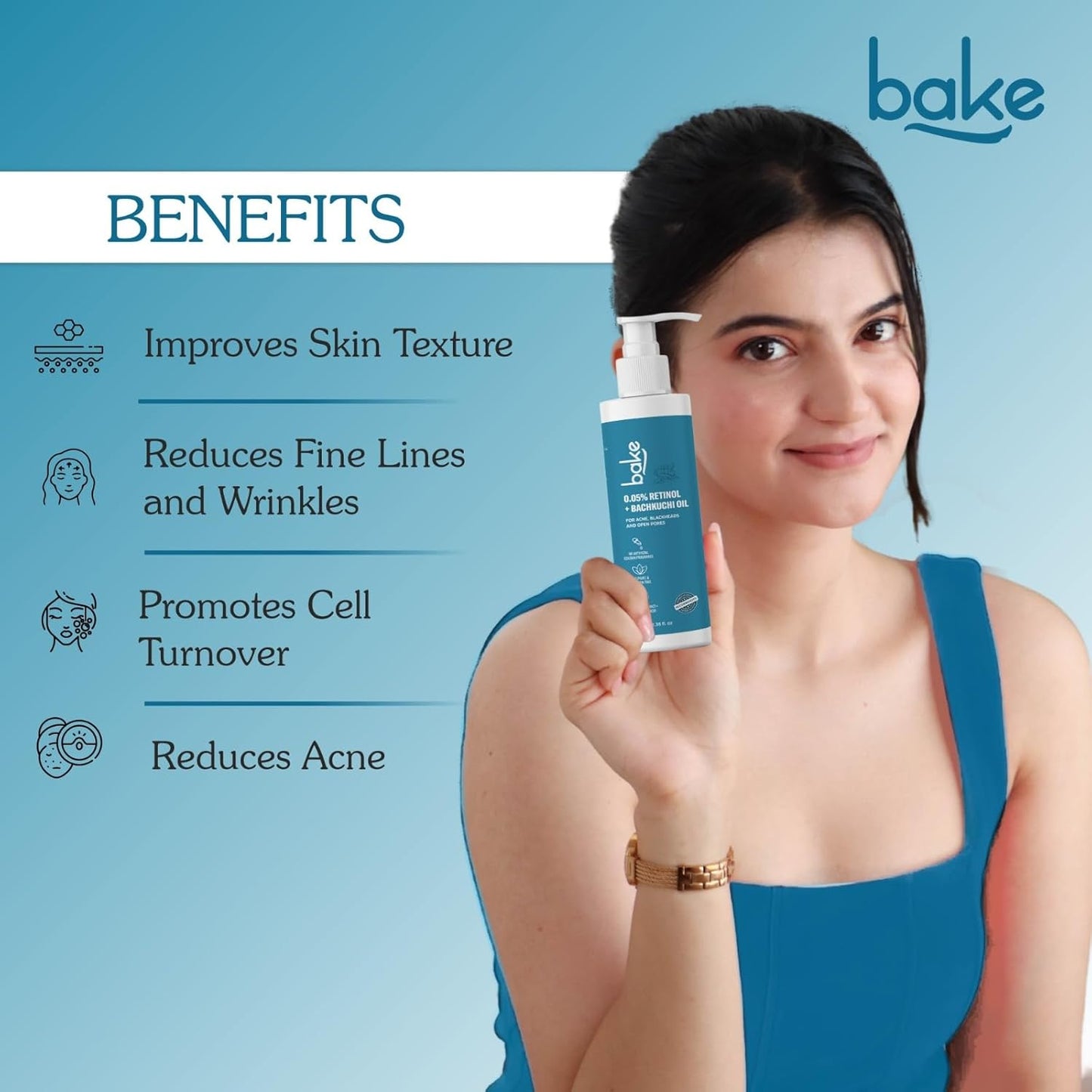 BAKE 5% Retinol Face Wash for Wrinkles | Anti Aging & SkinTightening for Men & Women | Fight signs of aging & Stimulates Collagen Production | 100ml