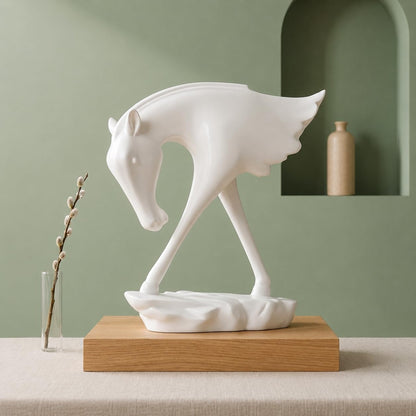 Elegant White Horse Artefact for Home and Office Décor (Pack of 1, White)