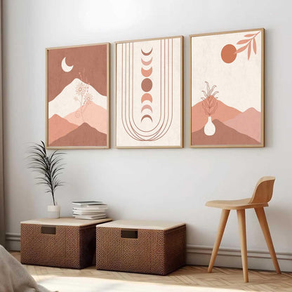 Boho Art Home Decoration Painting Paintings With Frame For Living Room Bed Room Hotel Wall Decor Digital Reprint Set of 3 (13x17 inch)