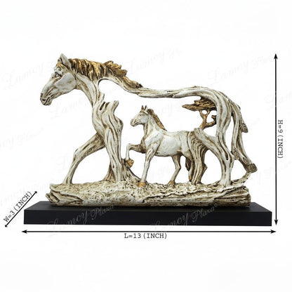 Lamcy Plaza Resin White Running Horse Statue Showpiece - 8.5 Inch | Home Decor Items for Hall Showcase, Living Room & Bedroom | Resin Home Decor Showpiece for Gift Purpose