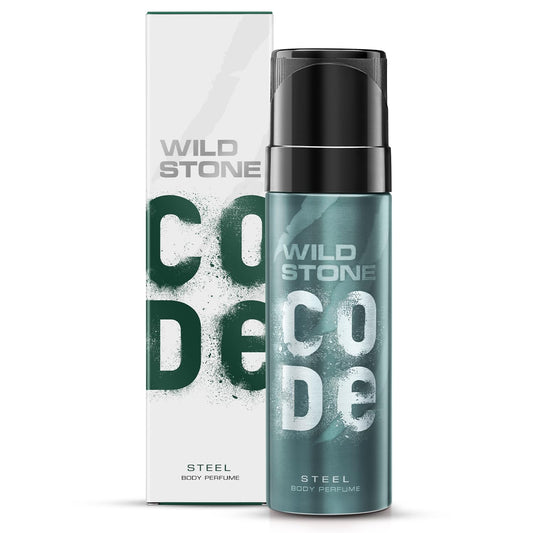 Wild Stone Code Steel body perfume with packaging on a white background