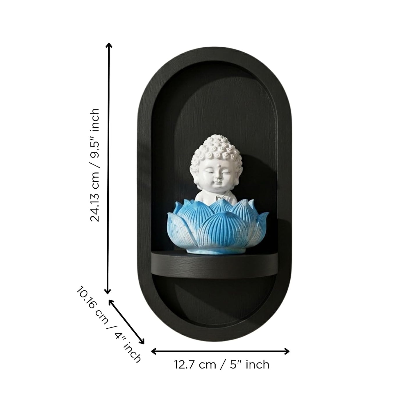eCraftIndia White Lord Buddha Idol in Blue Lotus Base | Baby Buddha Statue for Car Dashboard Office Home Decor | Gift for Diwali Housewarming Birthday