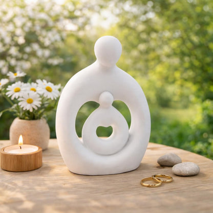 Mother & Baby Statue Showpiece, Resin Mother Child Figurine for Home Decor, Motherhood Sculpture, Housewarming Gift, Anniversary & Shower Gift for Mom-to-Be