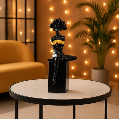 Xtore Modern Abstract Woman Figurine | Resin Home Decor Accent | Unique Art Piece for Living Room, Office, or Gallery | Contemporary and Stylish Design - Black