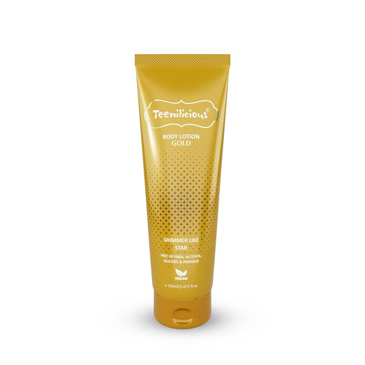 Teenilicious Gold Sparkle Body Lotion for Women & Men | Skin Moisturizer & Shimmer Lotion | Vegan | Free from Alcohol, Silicones, Paraben & Sulphates | Suitable for All Skin - 150ml