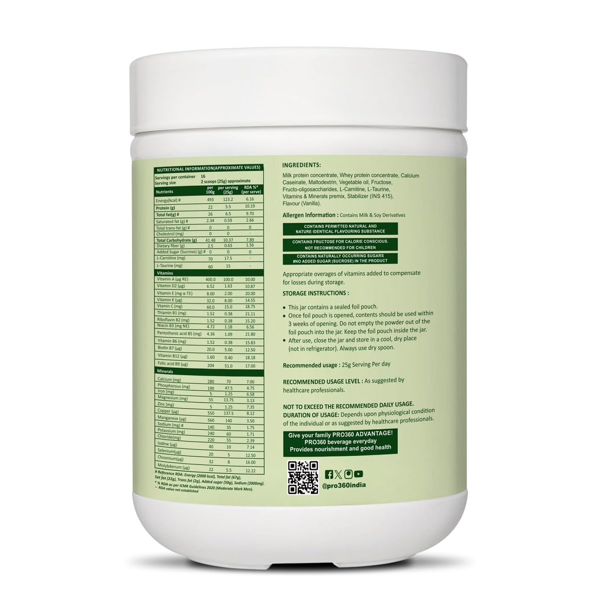 Pro360 Nefro HP Powder – Vanilla Flavour, 400g – High Protein Dialysis Care Nutritional Supplement for Renal Support – Vanilla Protein Powder with L-Taurine, L-Carnitine & Essential Nutrients