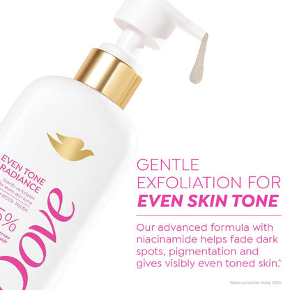 Dove Even Tone Radiance Serum Body Wash|5% Radiance Serum with Niacinamide| Gently exfoliates for even skin tone | Paraben & SLS free | 300 ml