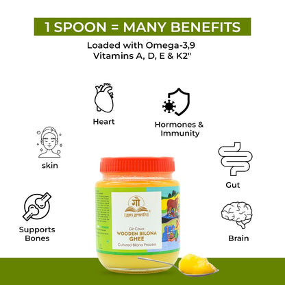 cow ved GauGranth A2 Gir Cow Ghee – 1 Ltr | Traditional Wooden Bilona Desi Ghee | Hand-Churned from Grassfed A2 Gir Cow Milk | 100% Pure, Natural & Healthy | Vedic Method | Glass Jar Packaging