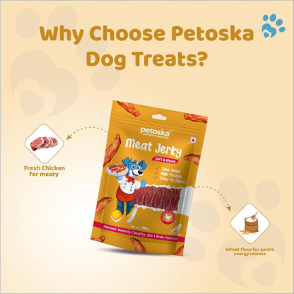 Petoska Chicken Meat Jerky Dog Treats – 100 g Natural High‑Protein Chewy Sticks for Puppies & Adult Dogs
