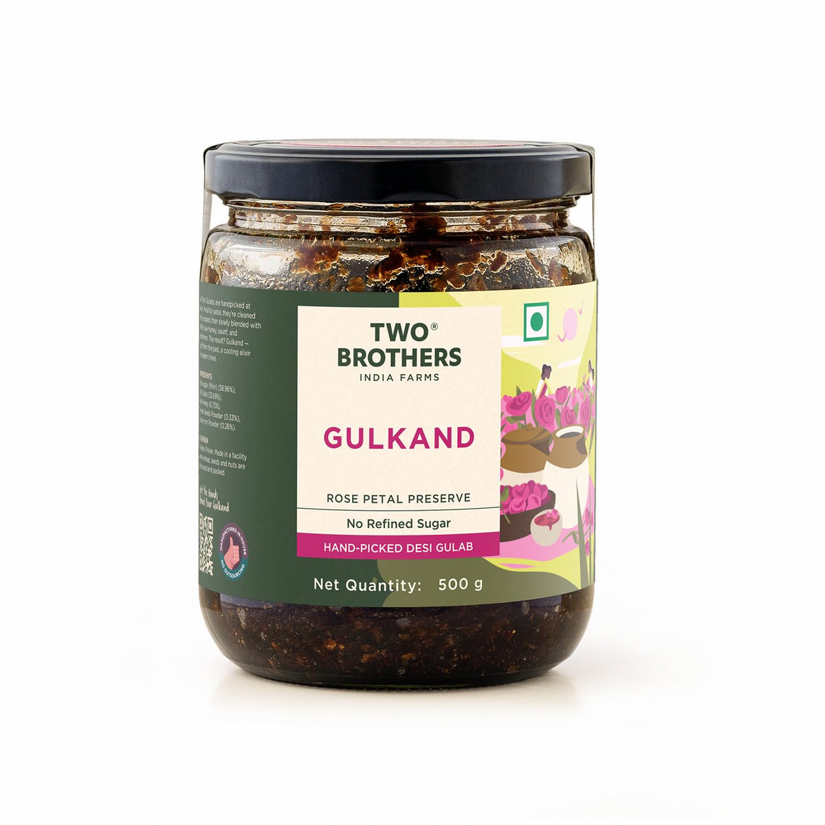 Two Brothers Natural Gulkand | Rose Petal Jam Made Without Refined Sugar | Sweetened with Raw Honey & Mishri | Natural & Traditional Preserve | Desi Gulab Gulkand